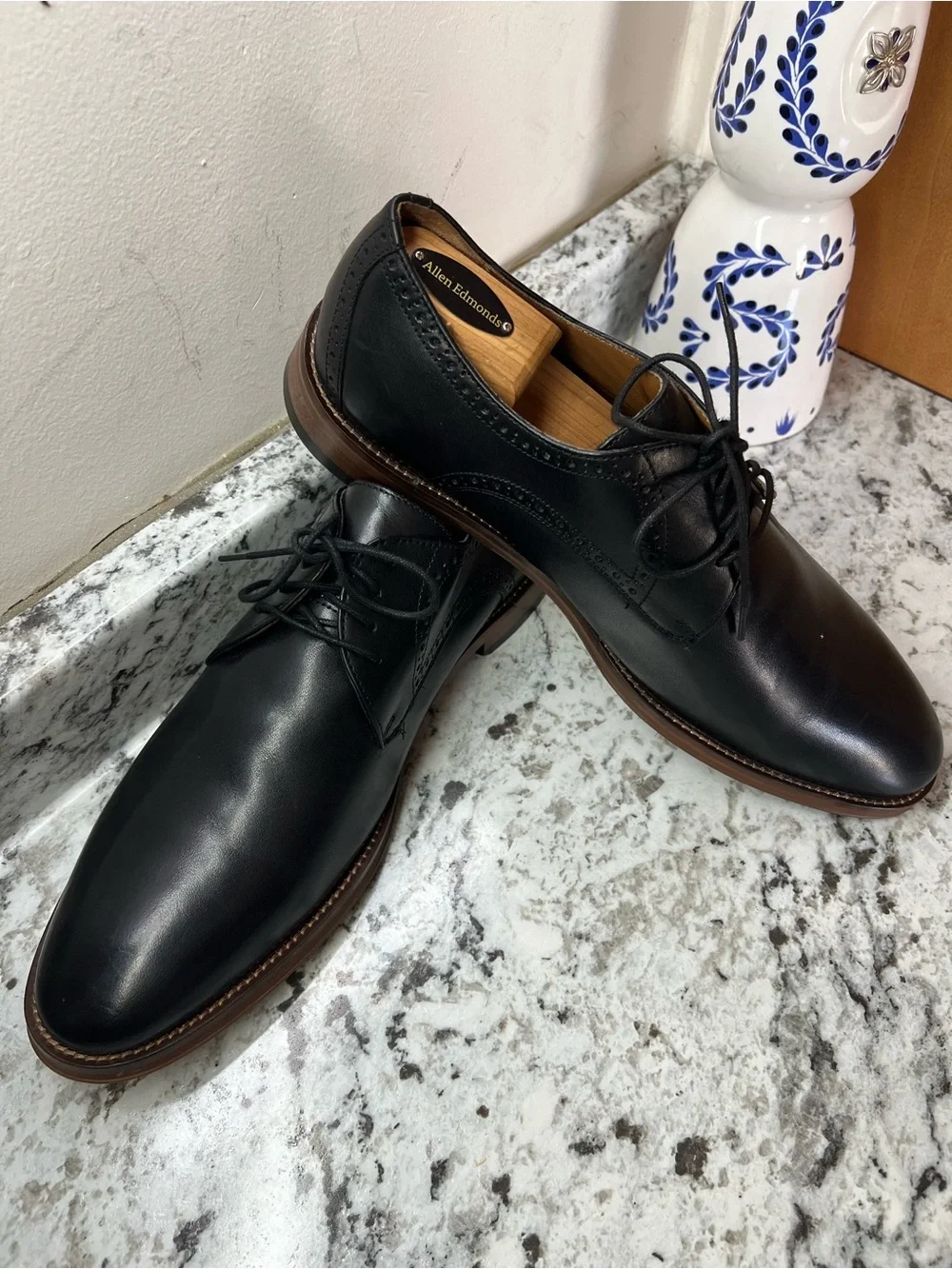 Johnston & Murphy Black Leather Wingtip Derby Shoes US11.5 excellent